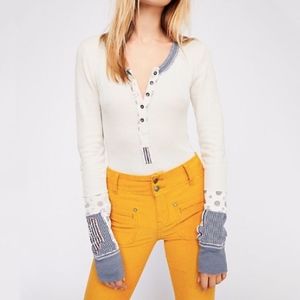 We the Free People Railroad Henley thermal shirt L